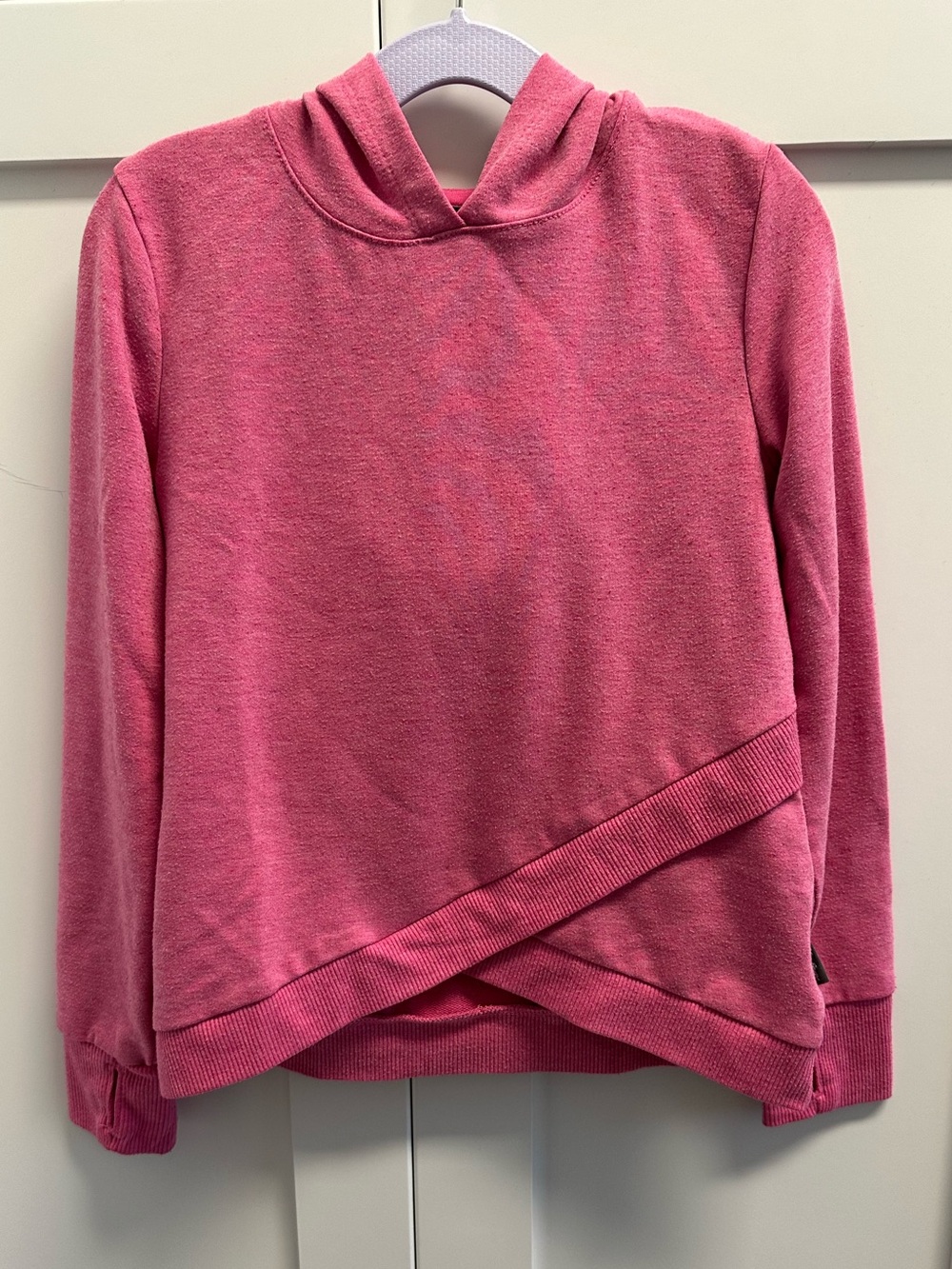 Eddie Bauer Girls XS 5/6 Pink Crossover Hoodie Thumbholes
